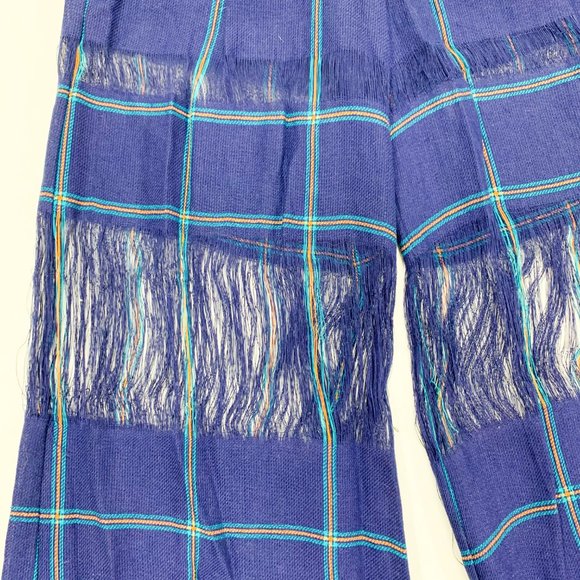 MSGM Milano Blue Plaid Fringe Wide Leg Pan… - Picture 7 of 14